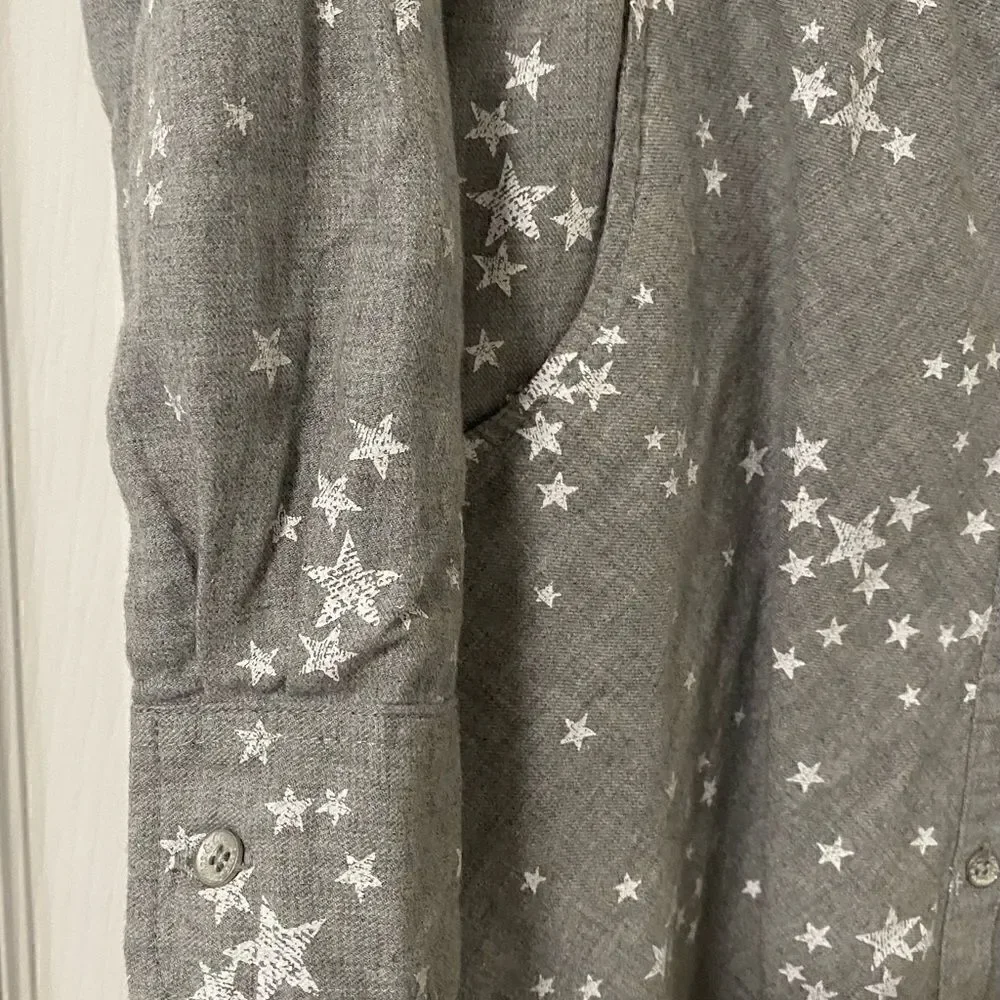 Levi’s Girls Shirt Dress Long Sleeve Gray Printed Stars Size M Youth (10-12) EUC
